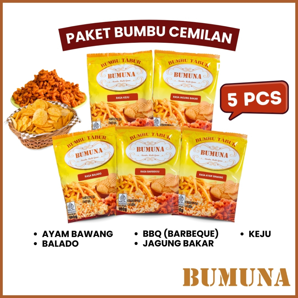 

Paket Bumbu Tabur 100Gr (BBQ - Balado - Keju - Ayam Bawang - Jagung Bakar)