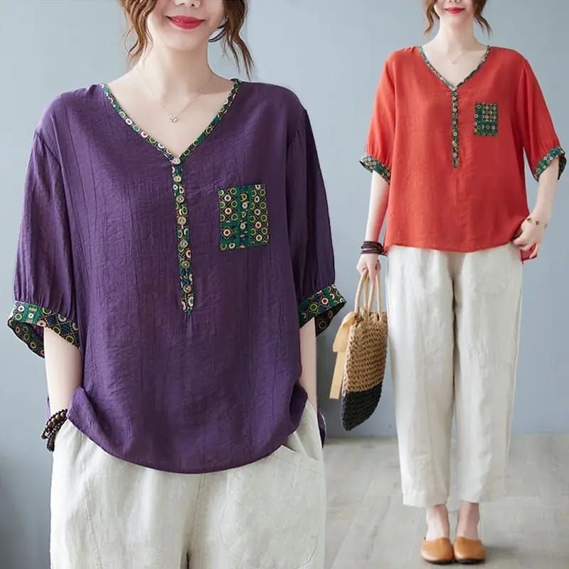 baju blouse bahan katun linen