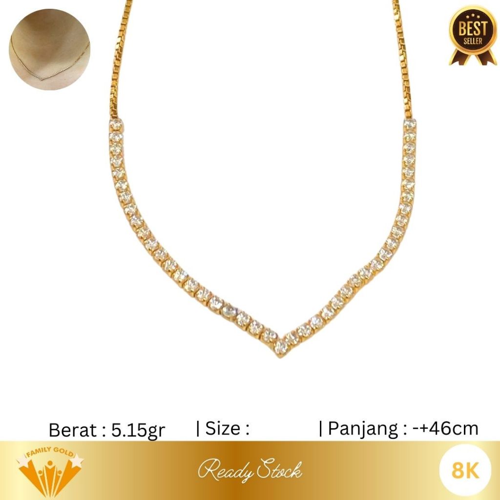 Kalung Emas Kadar 8K Model Aurel Serut Family Gold
