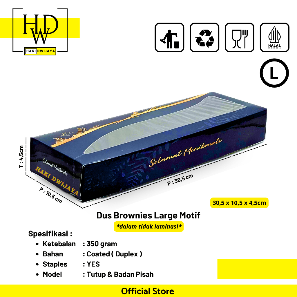 [MIN 20Pcs] Dus Brownies / Box Roti Large 30,5x10,5x4,5cm Motif Jendela