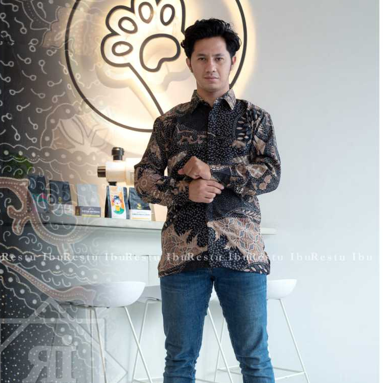 Kemeja batik pria lengan panjang motif floral terbaru / Baju batik pria buat pesta kondangan & acara