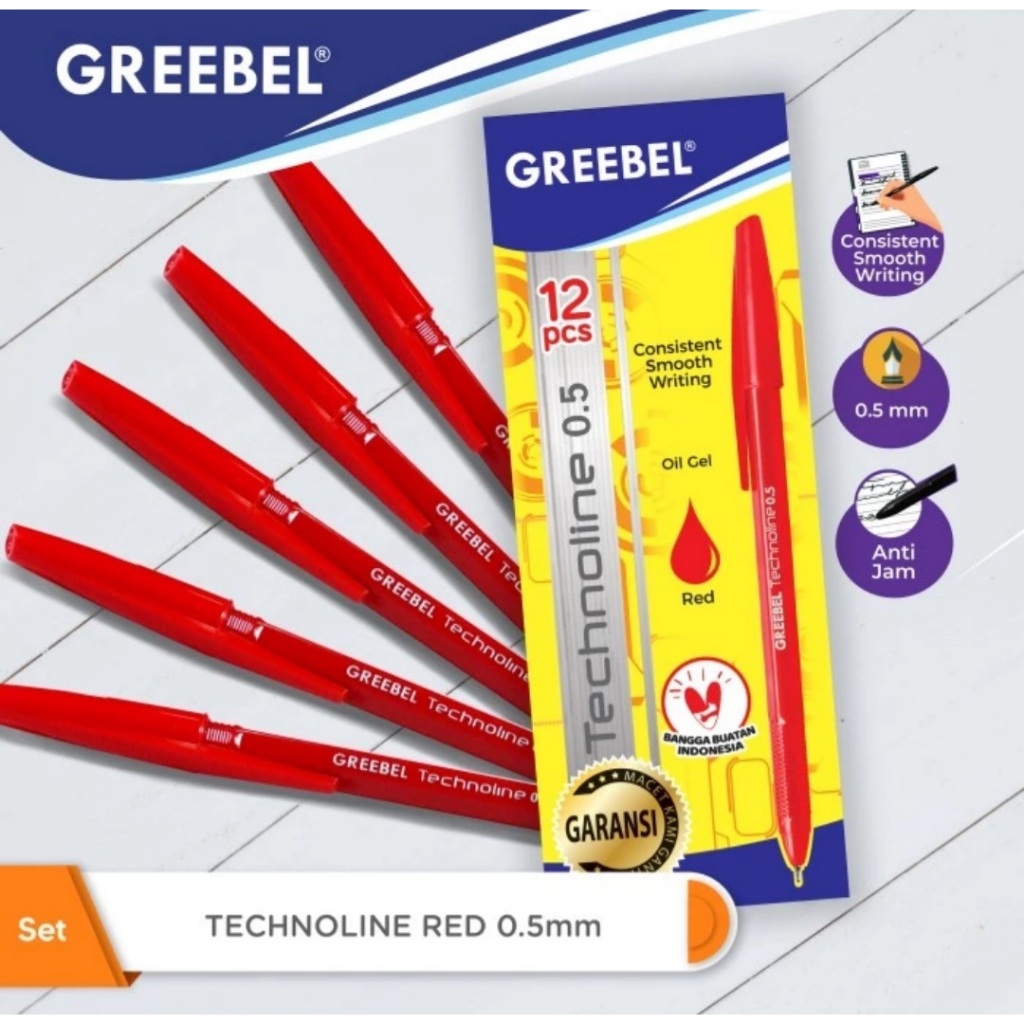 

GREEBEL PULPEN TECHNOLINE 0.5 RED (12 PCS/SET)/Ballpen/Ballpoin/Pena