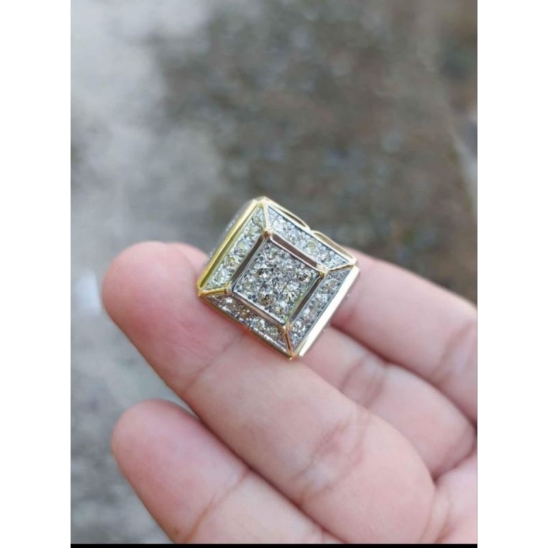Cincin pria full berlian banjar cincin cowok berlian asli cincin laki perak murni cincin silver hand