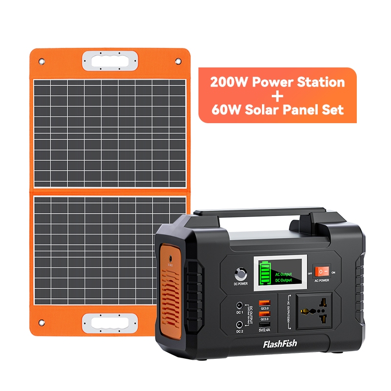 Flashfish E200 Power Station Portable Mini Generator Listrik Paket Solar Cell Powerbank Genset