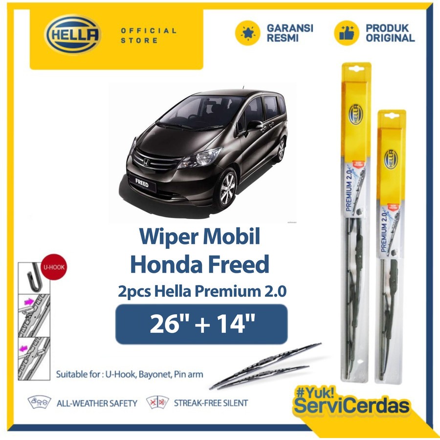 Wiper Mobil HONDA Freed 26" + 14" (2pcs) - HELLA Premium 2.0