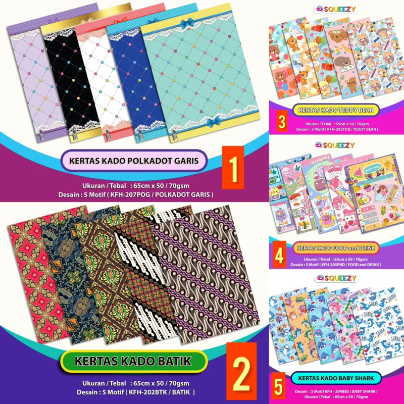 

KERTAS KADO FANCY MOTIF /KERTAS KADO LUCU ( ISI PER LEMBAR)