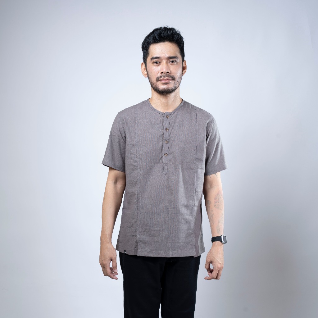 Syekh Kemko Linen Azka Kerah Oblong Lengan Pendek