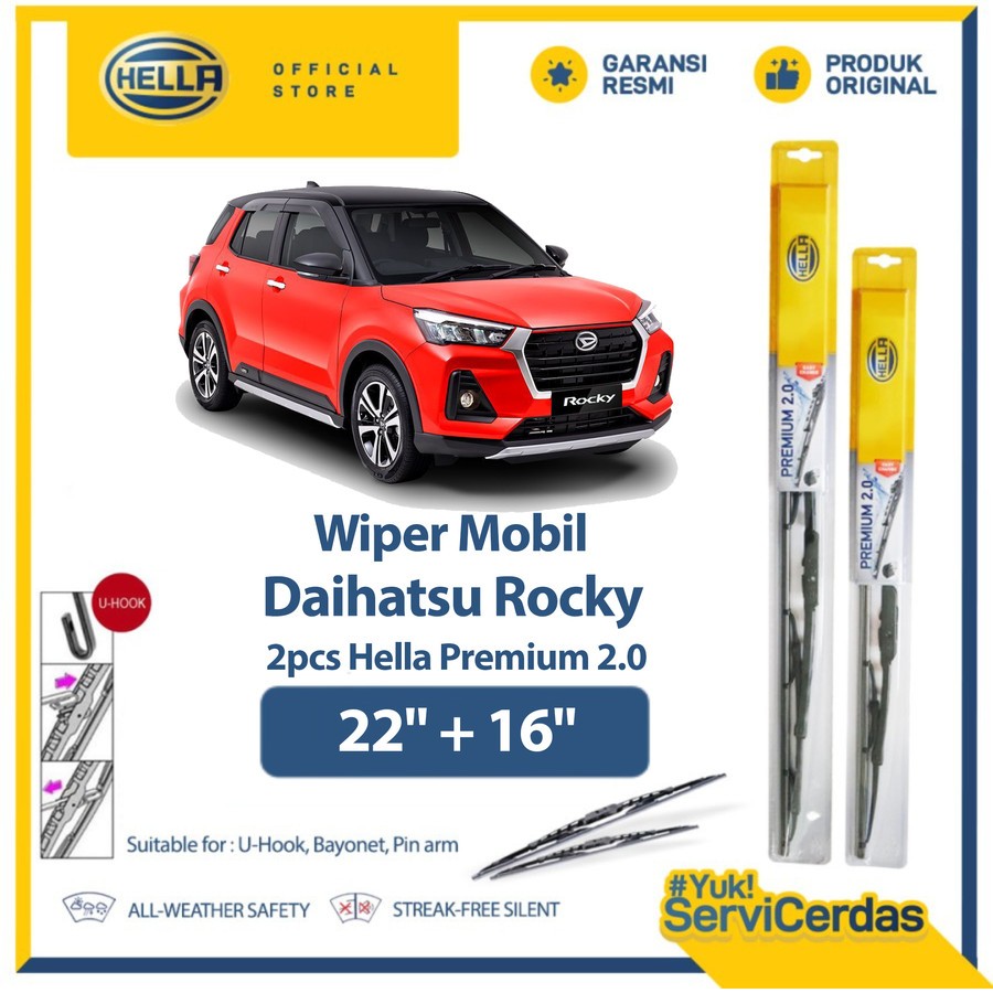 Wiper Mobil DAIHATSU Rocky 22" + 16" (2pcs) - HELLA Premium 2.0