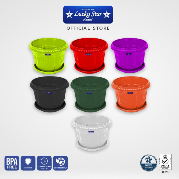 Lucky Star - POT BUNGA CLASSIC  30CM + TATAKAN / POT TANAMAN HIAS /POT PLASTIK