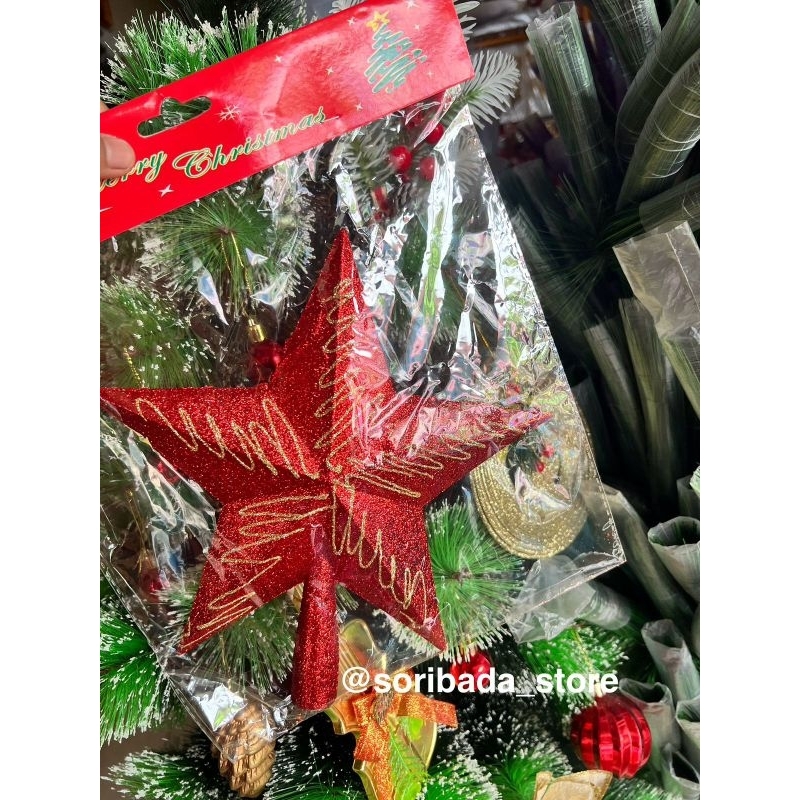 Bintang Pucuk Pohon Natal | Bintang Pohon Natal | Dekorasi Natal | Perlengkapan Natal