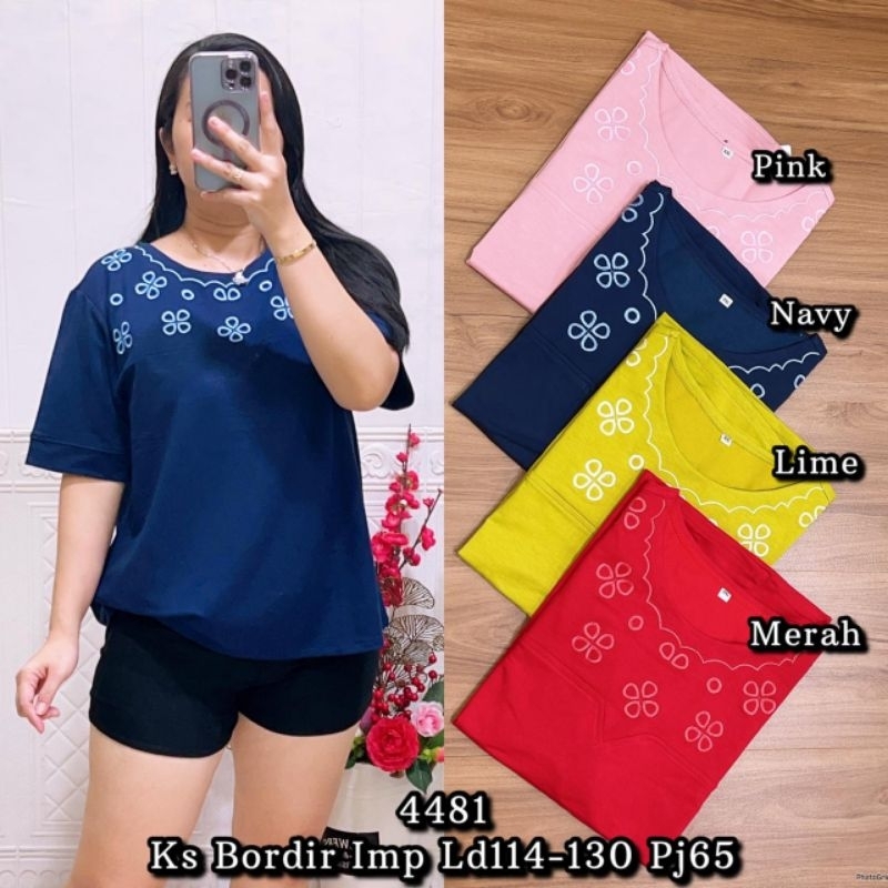 LF 4481 BLOUSE BORDIR BUNGA JUMBO BAHAN KATUN IMPORT
