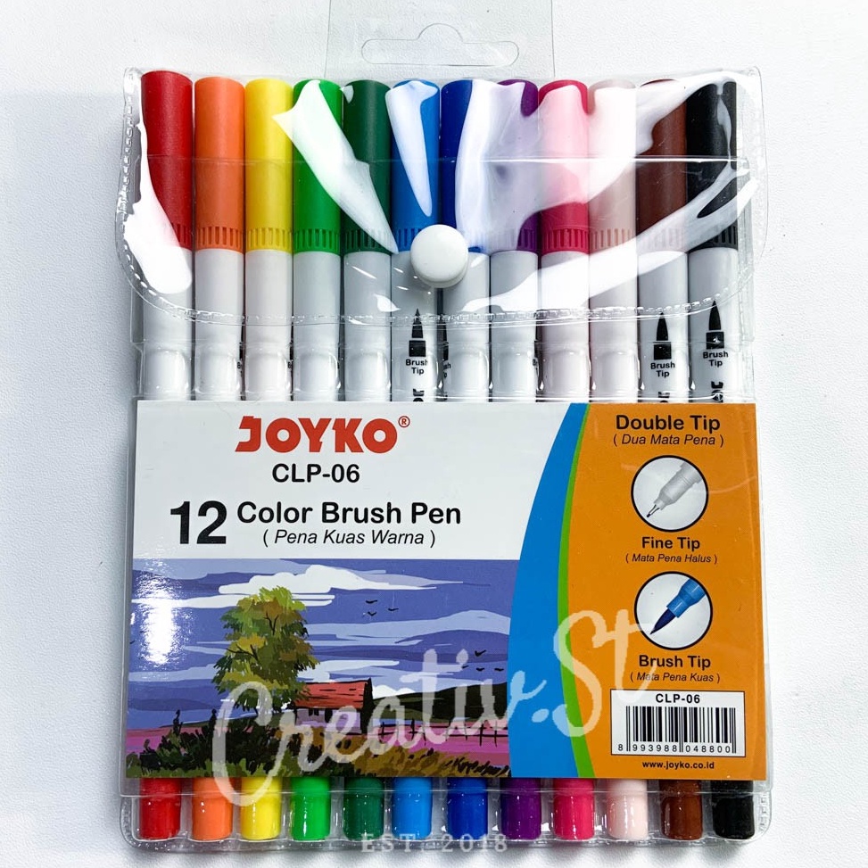 

KODE I7V6 Joyko Brush Pen 12 Warna Brush Pen CLP6 SET Spidol Kaligrafi