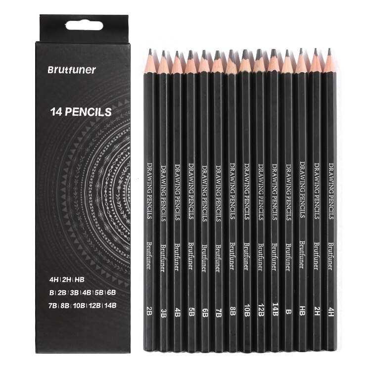 

KODE X5O2 Brutfuner Pensil Sketsa Set 14 pcs Sketch Pencil Set 4H14B