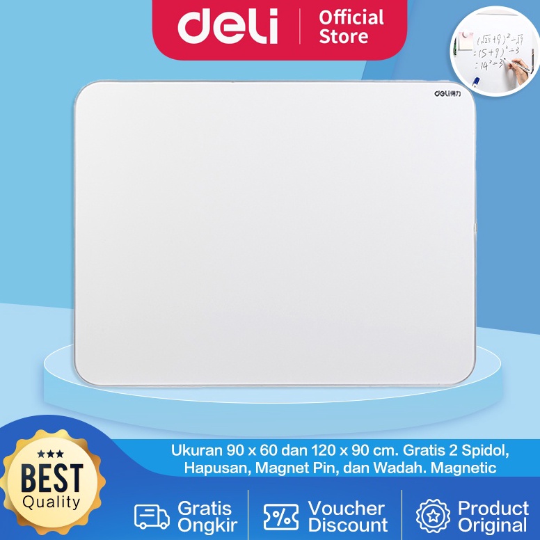 

KODE Q4W5 Deli Magnetic White Board Papan Tulis Putih Magnet Gratis Spidol Hapusan Magnet Pin Wadah 52X