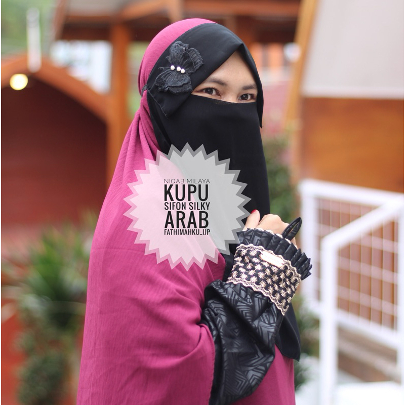 Niqab Milaya Karet buttrfly/Cadar Poni milaya Karet murah