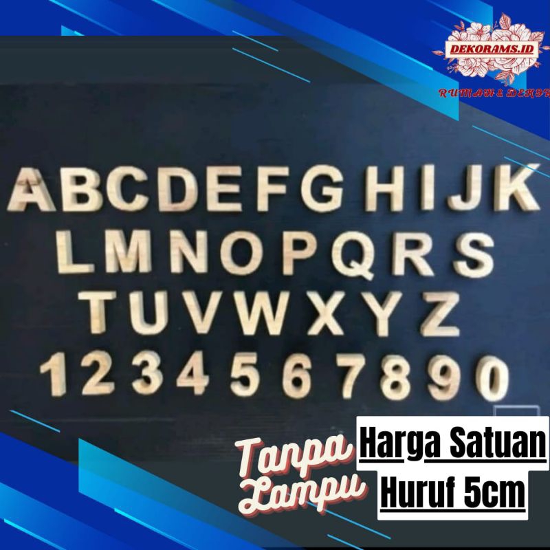 Huruf Kayu Alphabet Huruf Timbul Custom Dekorasi  Abjad Hiasan Dinding 3D