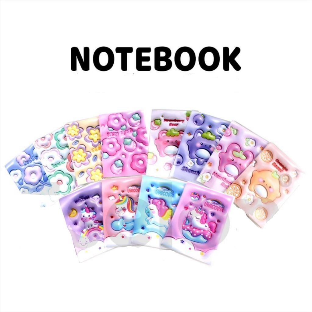 

ASEMKA777 - 3D Cover Sanrio , Kuromi , Melody , Unicorn Notebook - Buku Tulis