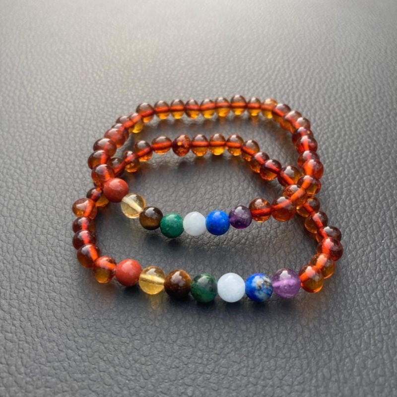 Gelang amber dewasa cognac chakras