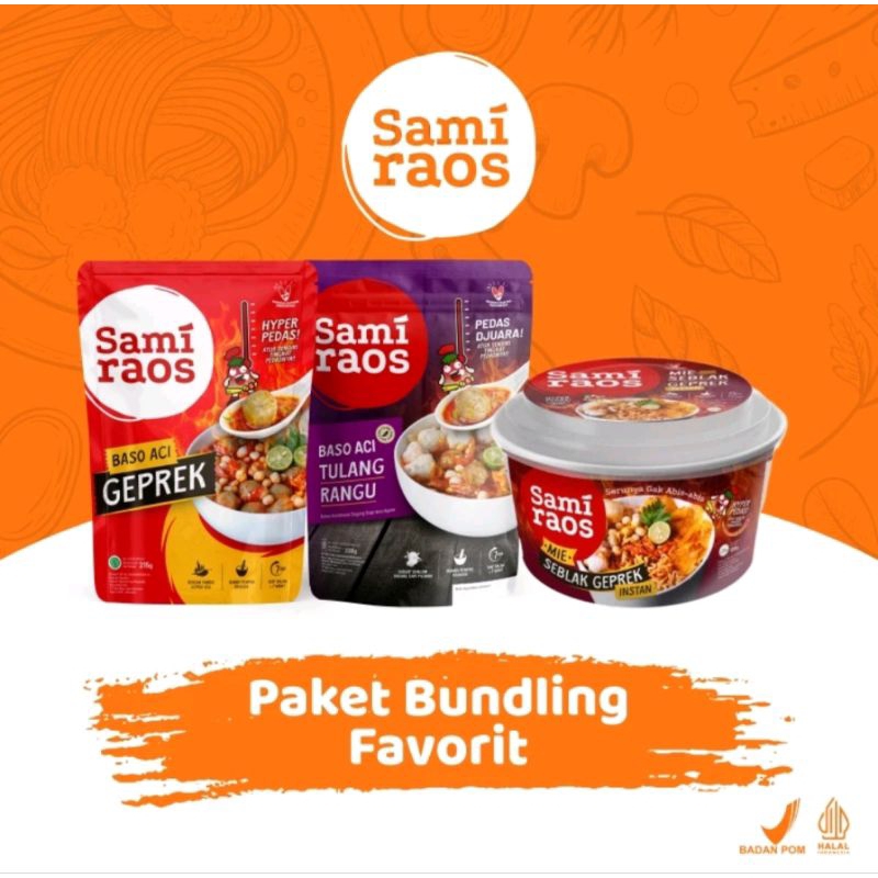 

Bundling 3 - 2 Baso Aci Sami Raos Mix & 1 Seblak Geprek Instan Khas Garut