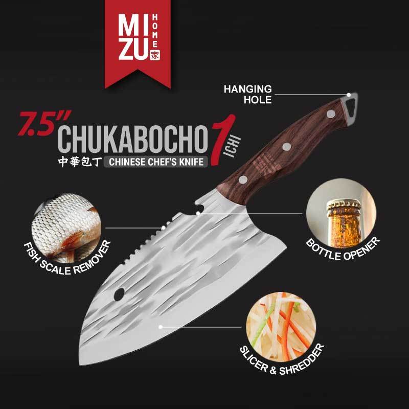Ay00 MIZU CHUKABOCHO-ICHI 7.5" Chinese Chef's Knife Chopper Knife Stainless Kitchen Knife Meat