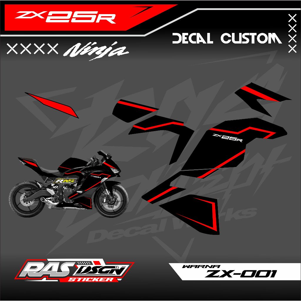 Striping Stiker Semi Decal ZX 25R / Striping Kawasaki ZX 25R / Semi Decal ZX25R / Bisa Tambah Nama