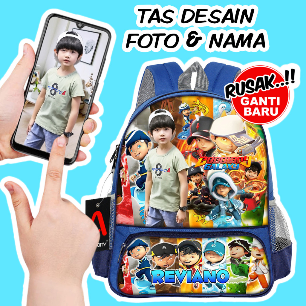 Tas Boboiboy Tas Anak TK Paud Laki Laki Sekolah Ransel Karakter Boboiboy Tas Foto Anakku Seri RC 03