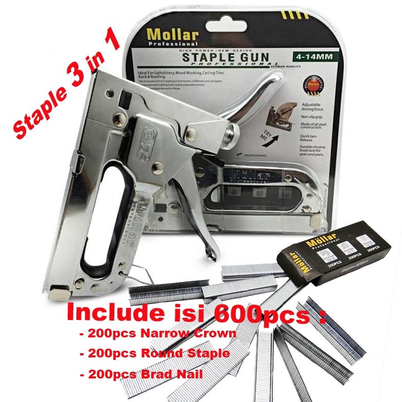 

Clearance sale Gun Tacker Alat Staples dan Paku Tembak 3in1 Staple Gun Mollar 414mm