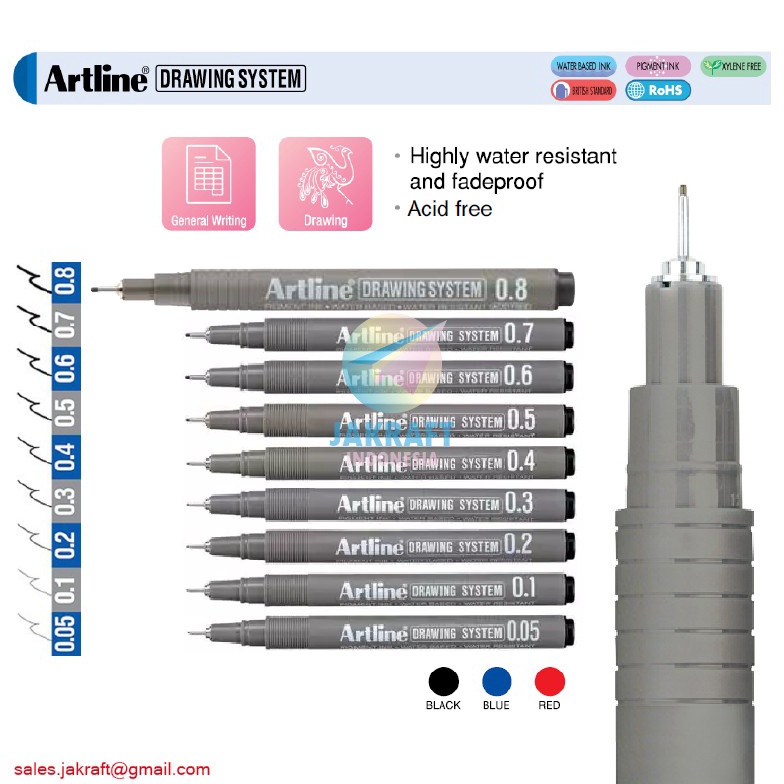 

UNIK 1 Pcs Drawing System Pen ARTLINE Koleksi Ukuran Warna Lengkap Highly Water Resistant Fadeproof