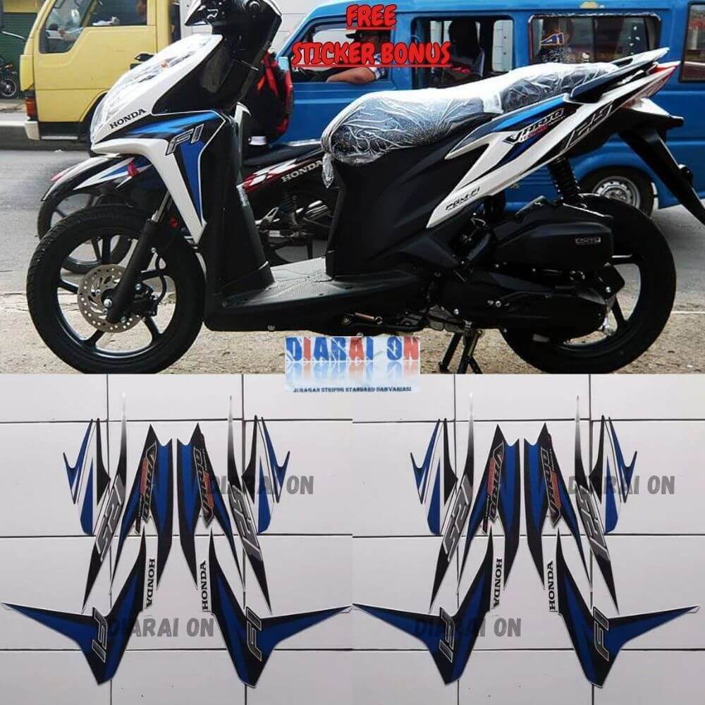 Striping Stiker Honda Vario 125 2012 - Vario Techno 125 CBS Biru Murah
