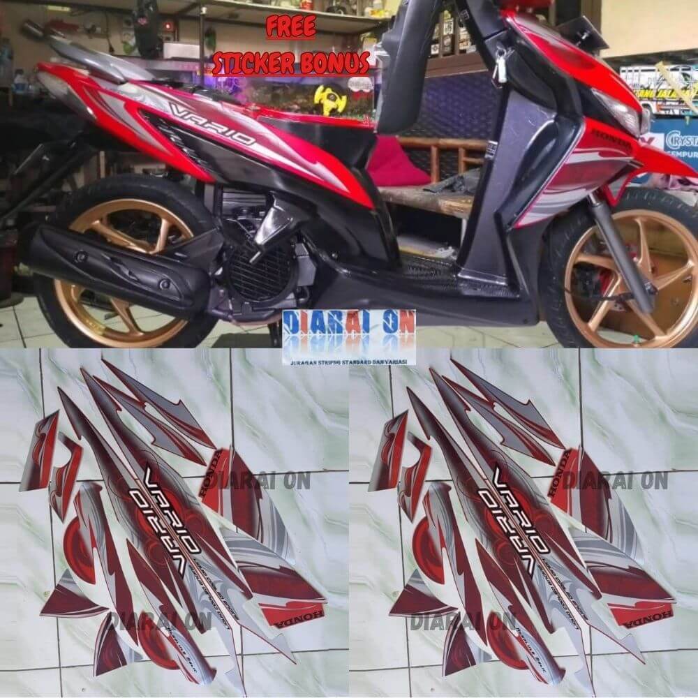 Striping Stiker Honda Vario 110 2010 - Vario 110 Karbu 2011 Merah Murah
