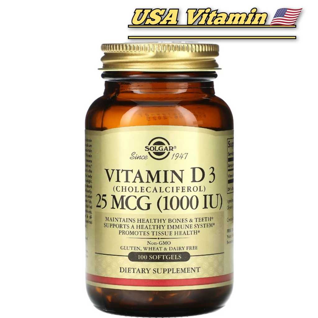 Solgar Vitamin D3 1000 IU 25 MCG Cholecalciferol 100 | 250 Softgels