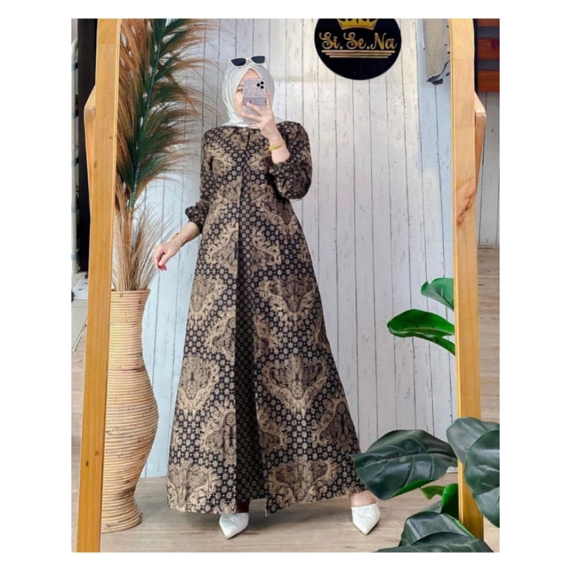 Gamis Batik Jumbo Modern Premium - Gamis Busui Standar Dan Jumbo - Gamis Cardy Kombinasi - Gamis Sya