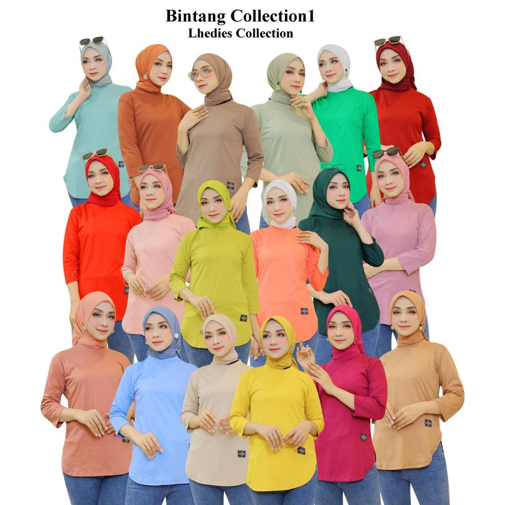 Kaos Merah Putih Kaos Seragam Atasan Polos Wanita Bahan Katun 24s Fenomenal Kaos Polos Lengan 7/8 At