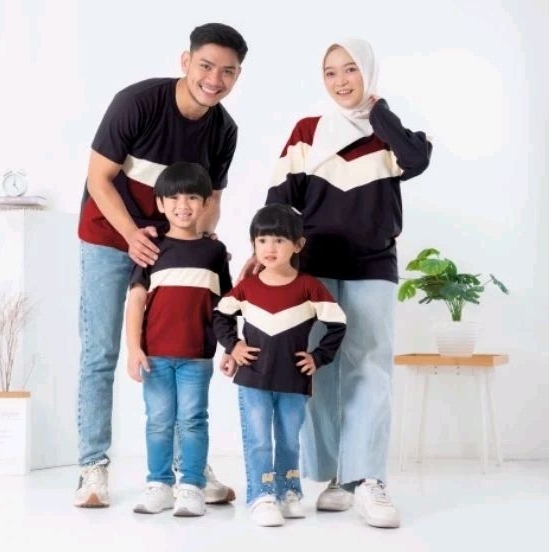 Kaos couple keluarga ayah ibu anak merah maroon [3 WARNA, MAROON]