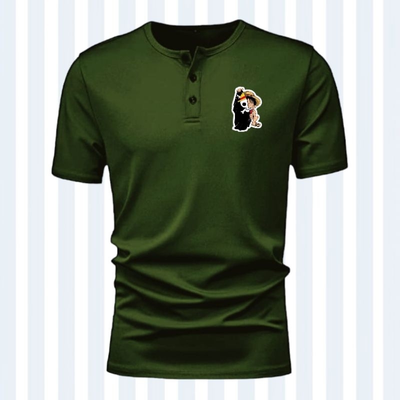 Kaos kancing pria lengan pendek /KAOS LOGO ONEPEACEE BENDERA /kaos pria /kaos sablon /kaos
