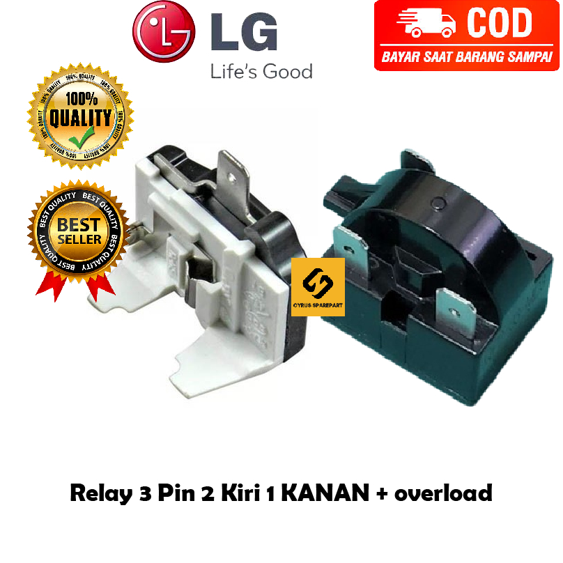 Relay 3 Pin + Ptc Overload Kulkas LG 1 pintu / 2 pintu