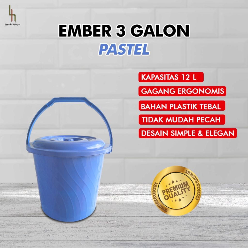 MPW Ember Serbaguna 12L + Tutup Warna Pastel / Ember Plastik 3 Galon Pastel / Ember Air Dengan Tutup