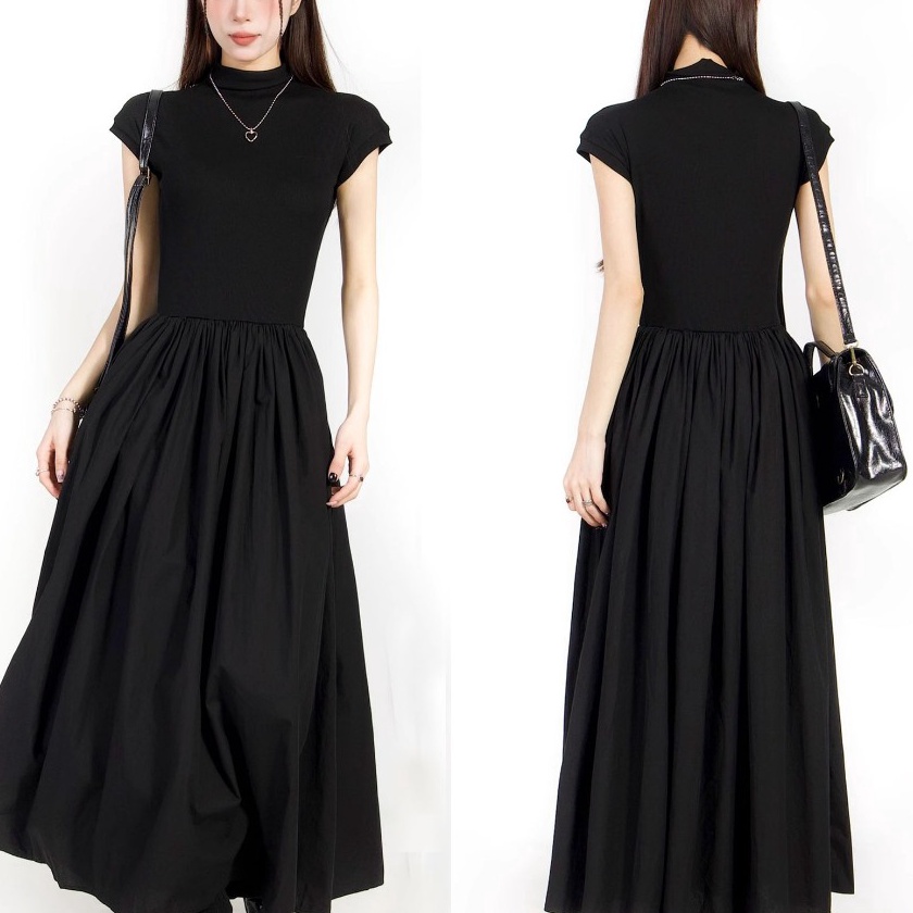 Bonus CewekidDress wanita jumbo bb85dress Midi Wanita Dress Korean Style Model Long Dress gaya Hitam