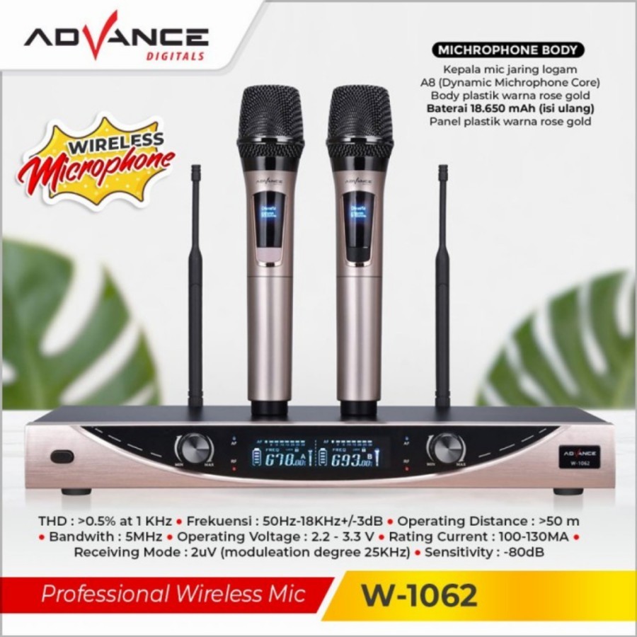 Microphone Wireless Advance MIC W-1062