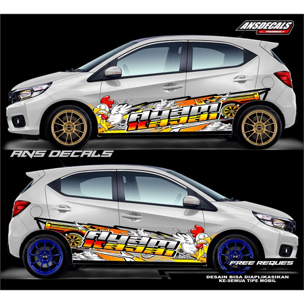 Decal Sticker Mobil brio new Agya Ayla Jazz Brio Yaris Body Samping Free Custom Nama stiker livery m