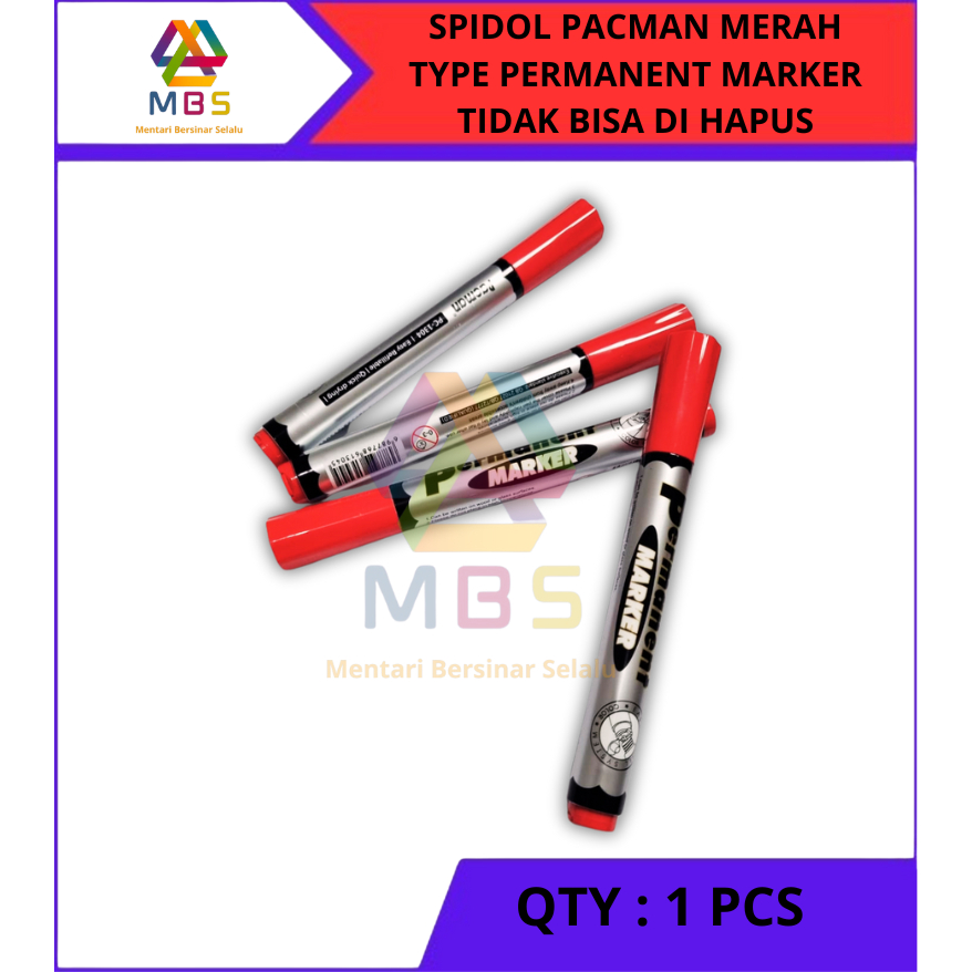 

HARGA 1 PCS SPIDOL PACMAN MERAH PERMANENT MARKER TIDAK BISA DIHAPUS TYPE PC-1304