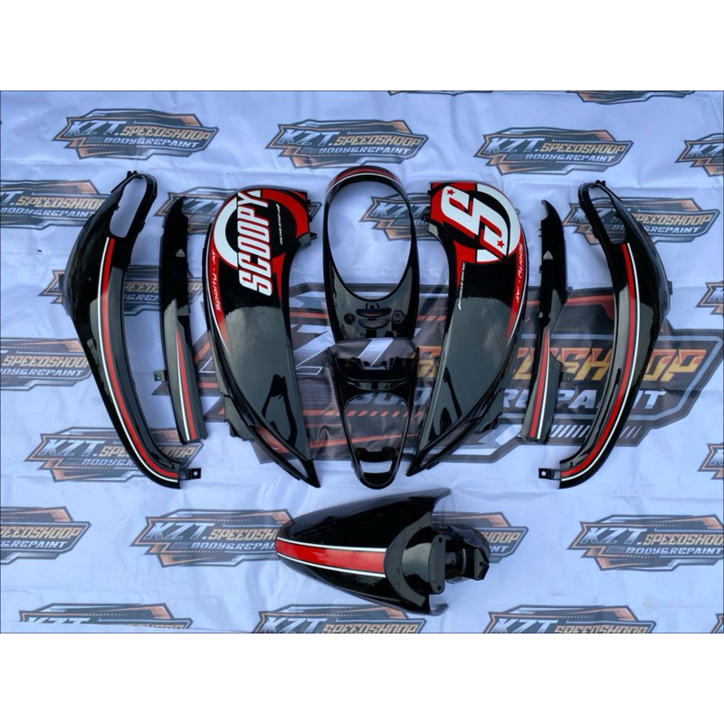 full body bodi halus scoopy fi hitam plus striping 2015-2016