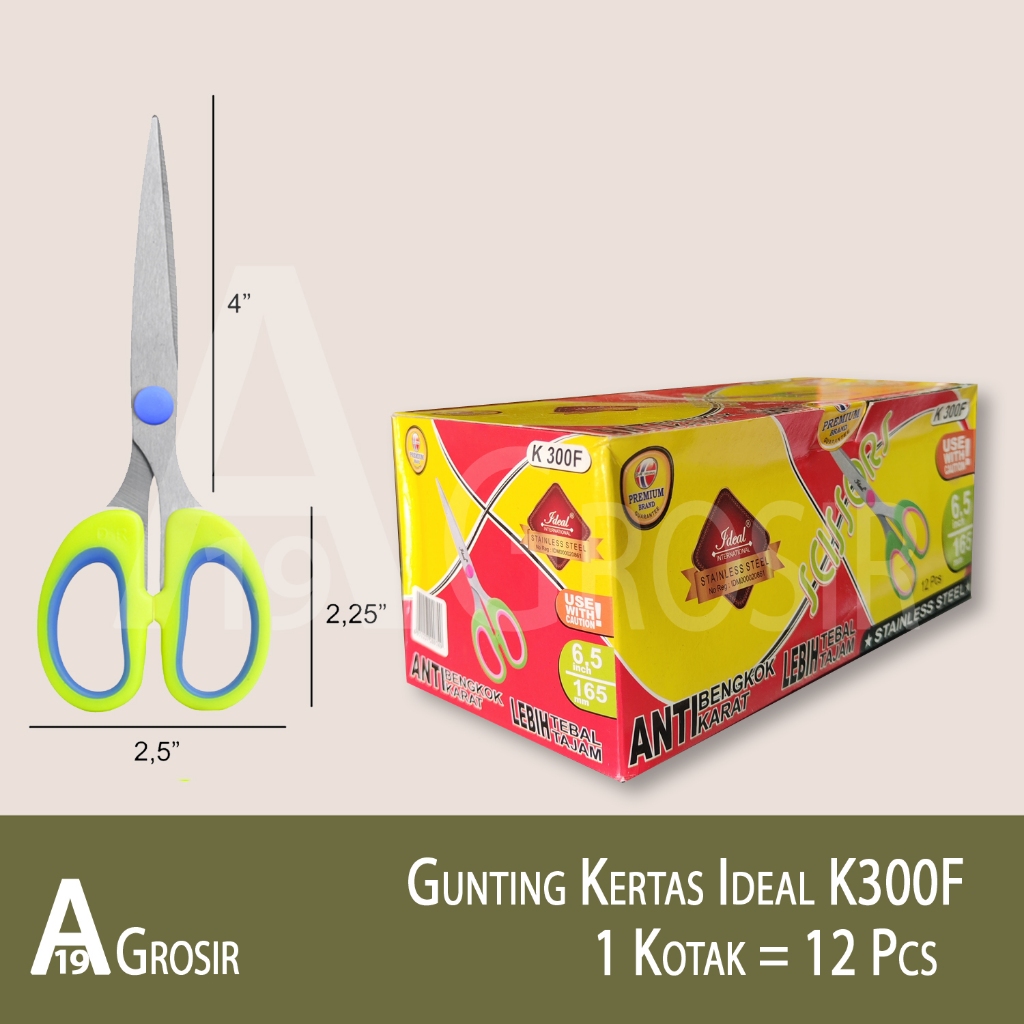 

(1BOX=12PCS) Gunting Kertas IDEAL K300F