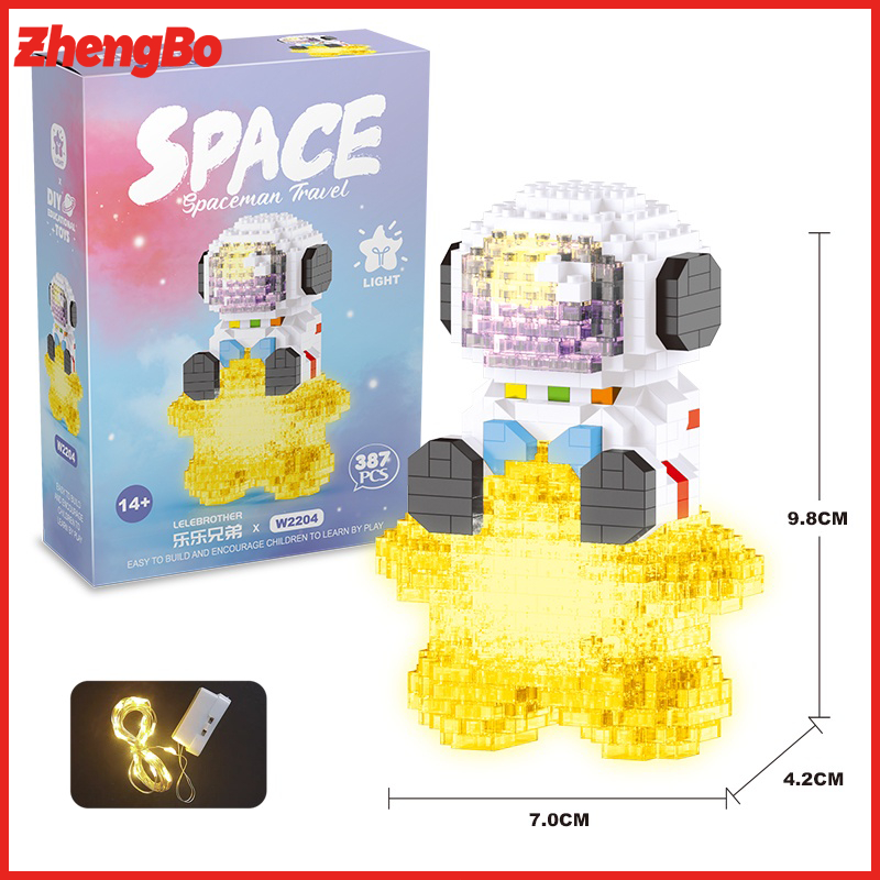 ZhengBo Mainan Bricks astronot LED Nano Block Mini Puzzle DIY Edukasi Mainan Anak Perempuan