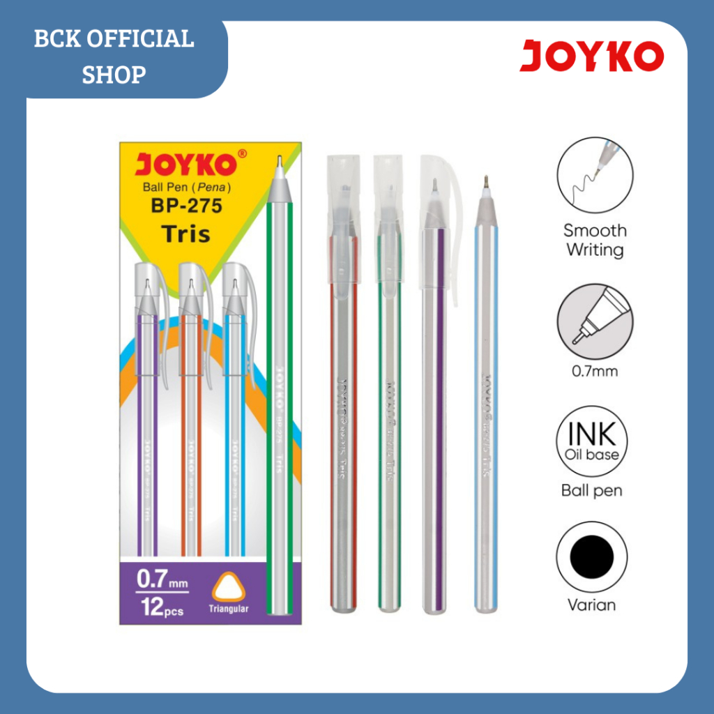 

Ball Pen BP-275 Tris Joyko / Pulpen 0.7 mm - Hitam ( PACK)