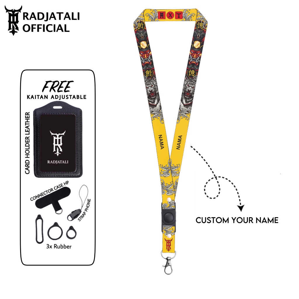 

Lanyard Custom Nama ONI Series 2cm Request Nama Satuan Gantungan Card holder Full printing 2 sisi Tali Lanyard Hp Name Tag