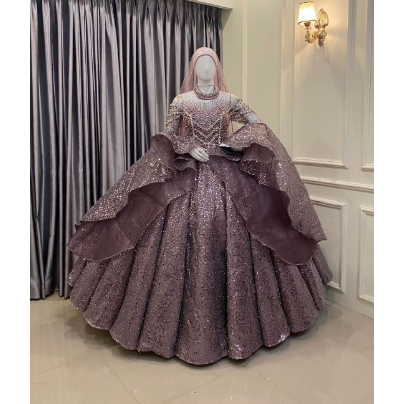 GAUN  PENGANTIN WEDING DRESS MEWAH/BALL GAUN/GAUN PENGANTEN / BAJU PRAWEDDING PENGANTIN / GAUN MUSLI