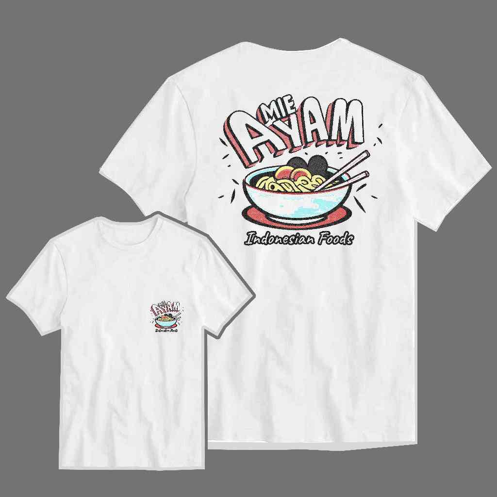 mie ayam 2 food  |Katun 30s |Kaos Pria | Kaos Dewasa |Kaos Untuk Pria Dewasa|Baju Pria