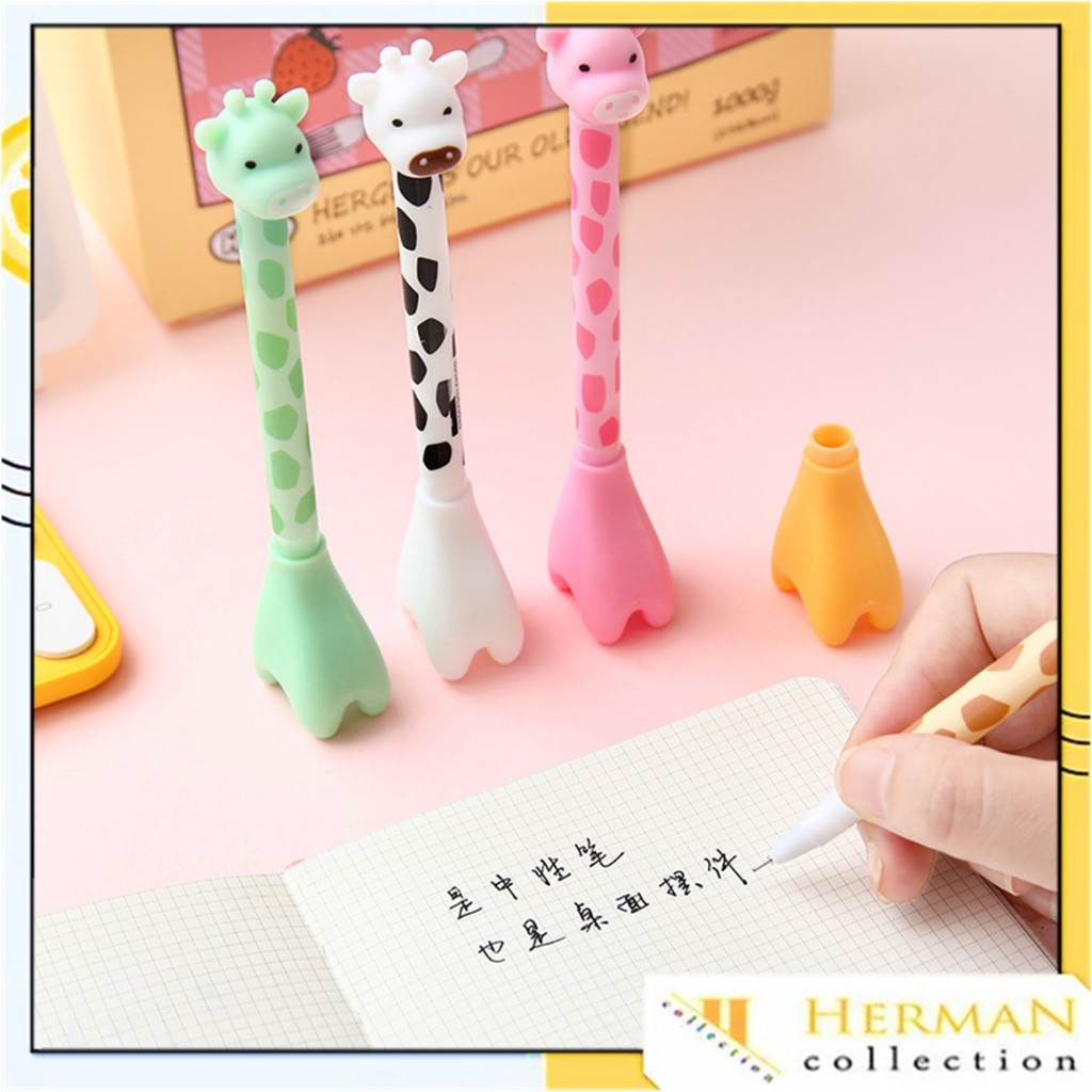 

HC Pena Tinta Hitam Karakter Hewan Lucu Model Animal Pen Gel Jerapah Girrafe Ballpen Pena Pulpen Ujung Lancip Karakter