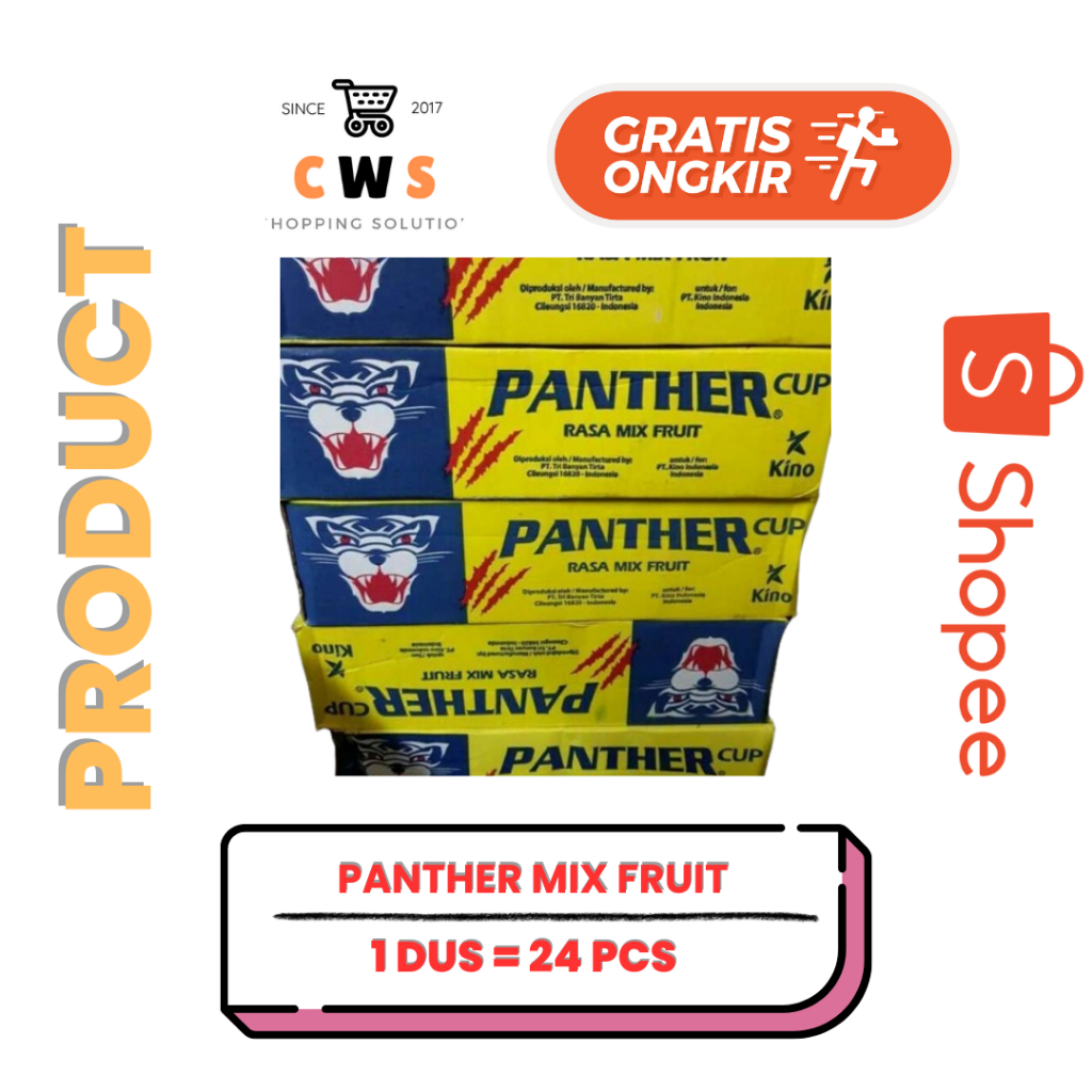 

PANTHER Rasa MIX FRUIT Minuman Energi Cup 170 ml - 1 Dus / 24 Pcs